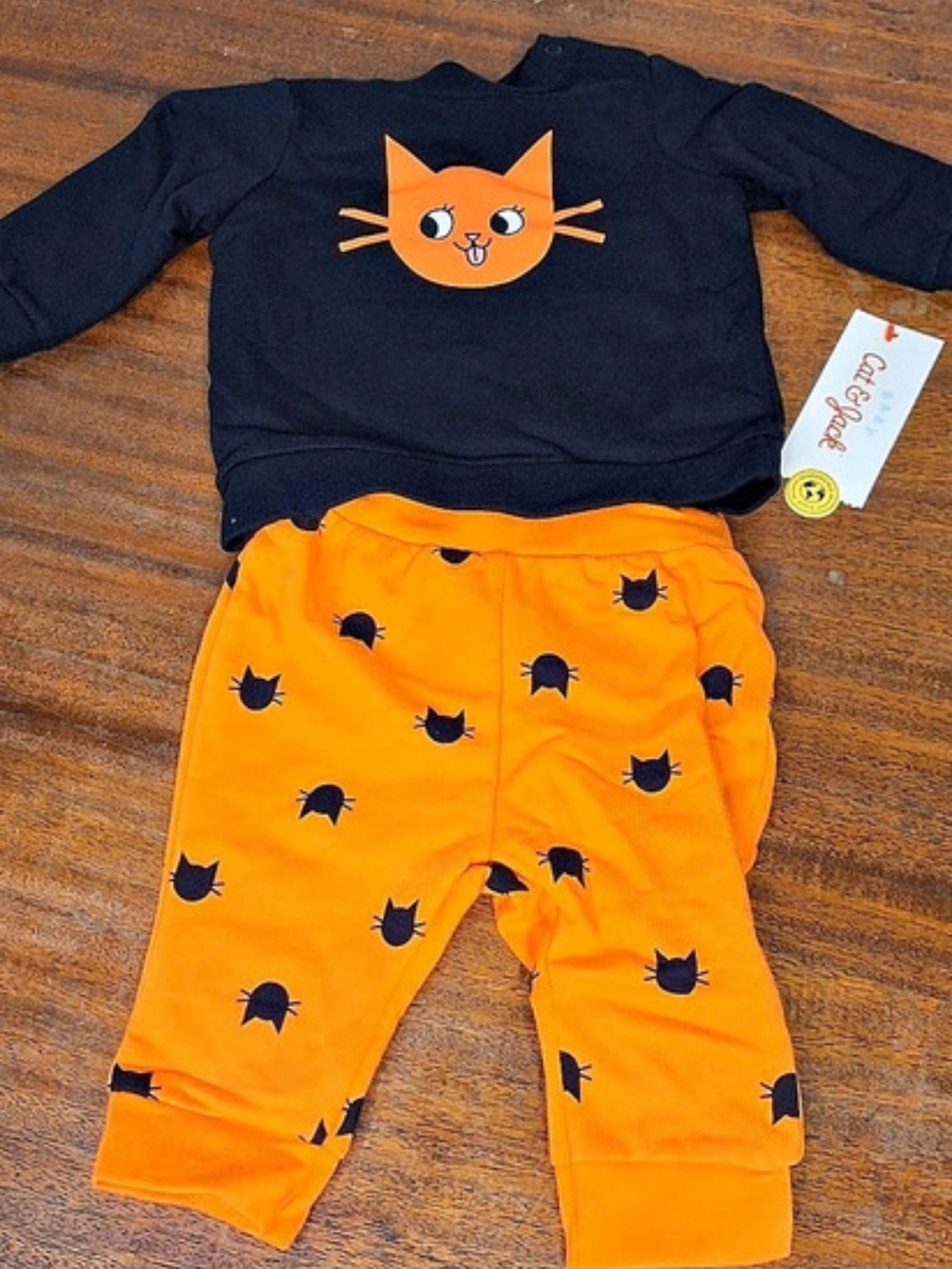 NWT Cat & Jack Baby Halloween Sweatshirt 2pc Set